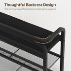 YATINEY Shoe Bench with Backrest, 35.4" Long Entryway Bench, 2-Tier Shoe Rack with PU Padded Seat, Upholstered Shoe Storage Bench with Back, for Hallway, Entryway, Foyer, Bedroom, Black HX14BB - Image 4