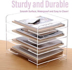 SANRUI Acrylic Paper Organizer Letter Tray for Desk, 4 Tier Enlarged File Sorter,Clear File Holder Desktop Shelf Document Storage for School Office Home - Image 6