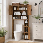 Homhedy Wooden Over The Toilet Storage Cabinet, Rustic Walnut - Image 7