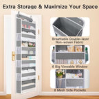 WishJazz Over The Door Organizer 6 Large Pockets, 50 lbs Heavy Duty Hanging Organizer Storage, Behind Door Closet Organizer and Storage for Nursery, Bedroom, Bathroom, Toys Cosmetics Sundries Grey - Image 5
