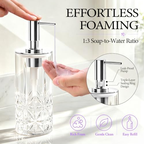 5-Piece Bathroom Accessories Set, Glass Soap Dispenser & Vanity Containers with Acrylic Toothbrush Holder and Tray - Image 4