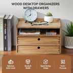 KIRIGEN Wooden Desk Organizer with 2 Drawers and Top Tray, Brown 3D2C-DBR - Image 3