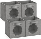 Storage Cubes with Mesh Window, 13'' Cube Storage Bin, Dark Gray, 4 Pack by Vailando