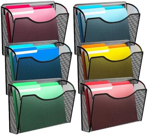 MINDEPOT Wall File Organizer, Hanging Wall File Holder, 6 Pack, Black by MINDEPOT