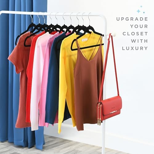 Home-it Premium Velvet Hangers 50 Pack - Heavy Duty Ultra Thin Black Suit Clothes Hangers Non Slip for Closet, Shirt Pants, Hook Swivel 360 - Image 7