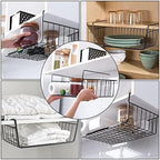 Tebery 4 Pack Black Under Shelf Wire Basket, Hanging Storage Baskets Under Cabinet Add-on Storage Racks, Slide-in Baskets Organizer for Kitchen Pantry Desk Bookshelf - Image 3