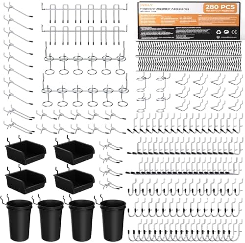 INCLY 280PCS Upgraded Pegboard Hooks Assortment with Bins & Cups by INCLY