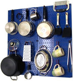 Wall Control Kitchen Pegboard Organizer Pots and Pans Storage Rack Organization Kit with Blue Pegboard and Red Accessories by Wall+Control
