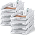 Fainne 8 Pcs Stackable Paper Trays Organizer Letter Tray for Desk, White by Fainne