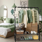 Simple Houseware 52" W Freestanding Closet Garment Rack with Shelves, Black - Image 2