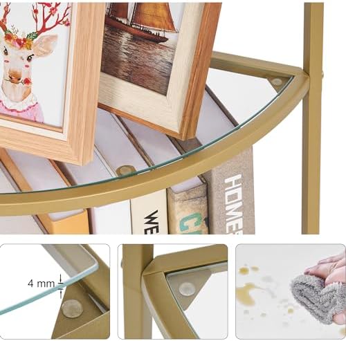 Homhedy 5-Tier Gold Corner Shelf Stand, Metal Corner Bookshelf - Image 6