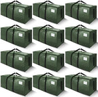 SWEET DOLPHIN 12 Pack 200LB Heavy-Duty Moving Bags with Wrap-Around Handles, Extra Large Storage Totes for Space Saving, Clothes Storage Bags, College Dorm Essentials, Green, 24 Gal by SWEET+DOLPHIN