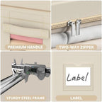 3Pack Frame Storage Box - Clothes Storage Bin Bags Oxford Fabric Foldable Stackable Container Organizer Set with Clear Window & Carry Handles Large Capacity (Beige, Small-22L) - Image 5