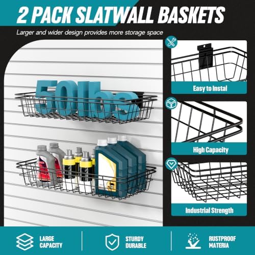 2 Slatwall Baskets 24x12x4In with 20 Hooks, Slatwall Accessories - Image 4