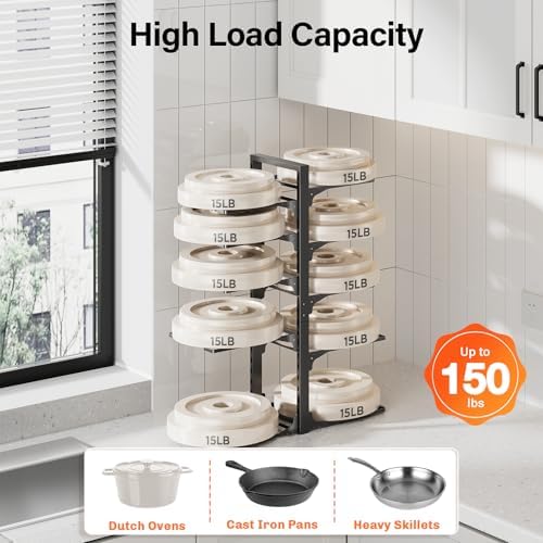 MUDEELA 10-Tier Pots and Pans Organizer under Cabinet, 23.62" H Heavy Duty - Image 4