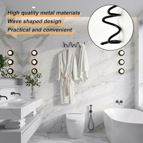 RRG Wavy Wall Mount Coat Rack,11.4 Inch Black Heavy Duty Wave Hook Strip - Image 5
