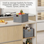 Vagusicc 2 Packs Large Wicker Storage Basket, Closet Storage Baskets Bins for Shelves, Decorative Collapsible Baskets for Organizing Clothes Toy Nursery Bathroom Organizers and Storage, Grey - Image 6