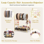 Keebofly Acrylic Hair Accessories Organizer, Versatile Headband Holder Stand for Scrunchies, Bows, Claw Clips, Hair Tie, Compact Hair Organizer Storage for Girls, Women, Babies, Amber & Gold-Plated - Image 4