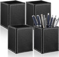 4 Pack PU Leather Pen Pencil Holder Square Desk Pencil Cup Organizer by Unknown