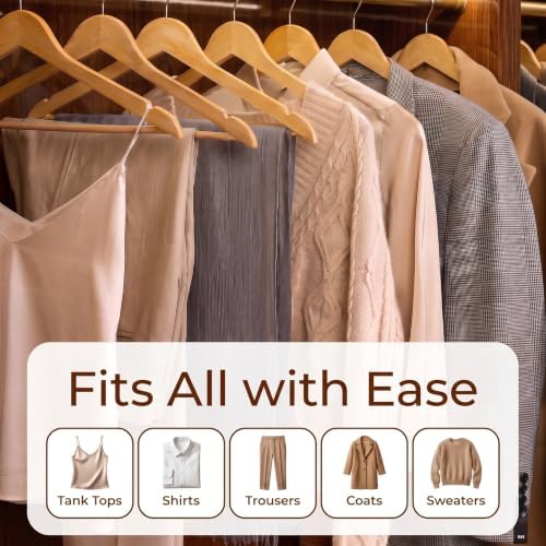 GRANNY SAYS Clothes Hangers for Closet, 30 Pack Wood Hangers, Heavy Duty Wooden Hangers for Coats, Suits, Pants, Natural Wood Color - Image 6