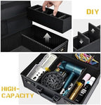 Yueieoun Barber Accessories Case, Profesional Barbers Briefcase Tool Case, Barber Cases for Clippers and Supplies, Hair Scissors Clippers Trimmer Organizer, Barbers Suitcase with Code Lock Black - Image 4
