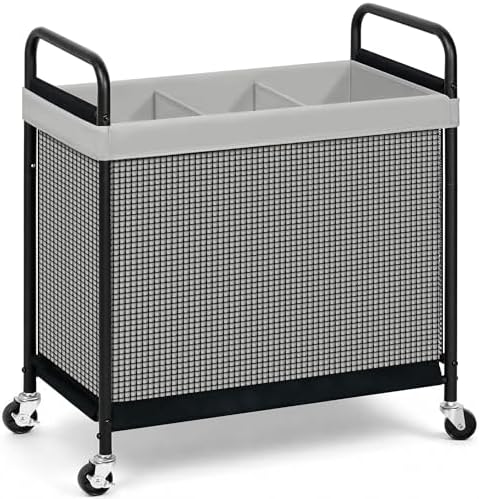 STORAGE MANIAC Rolling Laundry Hamper with Wheels 3-Section Laundry Sorter Rolling Laundrys Basket on Wheels with Removable Bag Clothes Hamper Laundrys Organizer Cart Bathroom Bedroom 120L Grey by STORAGEMANIAC