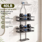Shower Caddy Hanging: Adjustable Height No Blocking to Shower Head, Black - Image 4
