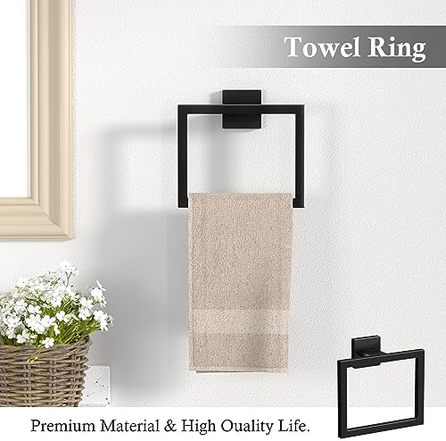 5-Pieces Matte Black Bathroom Accessories Set 23.6 Inch Towel Bar Set. - Image 4