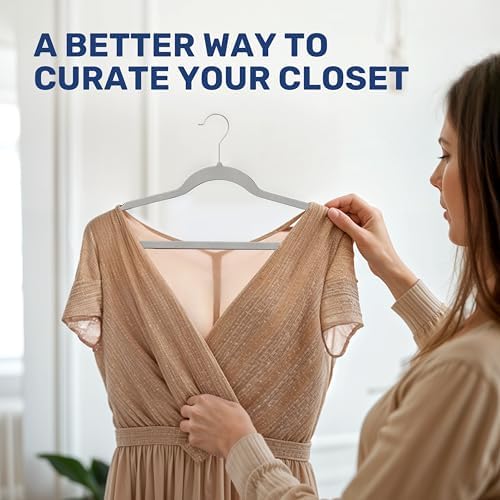 YSSOA 70 Packs Velvet Hangers, Non Slip Space Saving Suit Hangers, Heavy Duty Clothes Hangers with 360° Rotatable Hook for Coats, Pants, Grey - Image 7