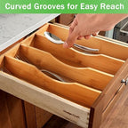 Greenual Silverware Organizer 10 In Utensil Organizer Silverware Tray for Drawer Cutlery Flatware Organizer for Kitchen Bamboo Wood 2 Pack - Image 7