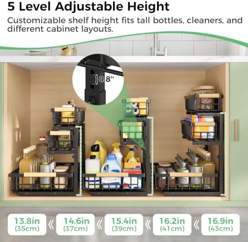 3 Tier Under Sink Organizer: Pull Out Cabinet Storage for Bathroom,2 Pack - Image 5