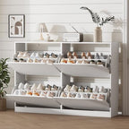 Xixini Shoe Storage Cabinet for Entryway with 4 Flip Drawers, Sturdy Wood Hidden Shoe Storage, Freestanding Narrow Slim Shoe Organizer for Front Door Entrance, Living Room, Hallway, Bedroom, White by Xixini