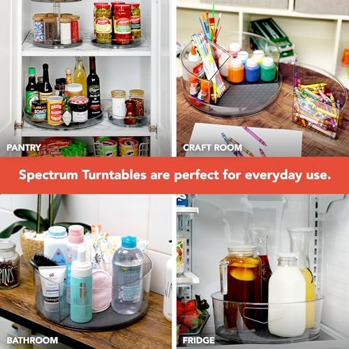 Spectrum Extra Large High Wall Turntable 12.25 in Pack of 2 Charcoal Gray XL Tall Lazy Susan Rotating Organizer for Kitchen Countertop Bath Cabinet Refrigerator Pantry Shelf Under Sink Organization - Image 4