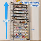 Simple Trending 12 Tier Shoe Rack, Sturdy Tall Shoe Organizer, Black - Image 2
