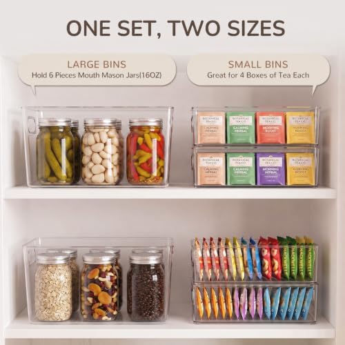 Hudgan 8 Clear Plastic Storage Bins for Pantry Organizer, Kitchen Cabinet - Image 2