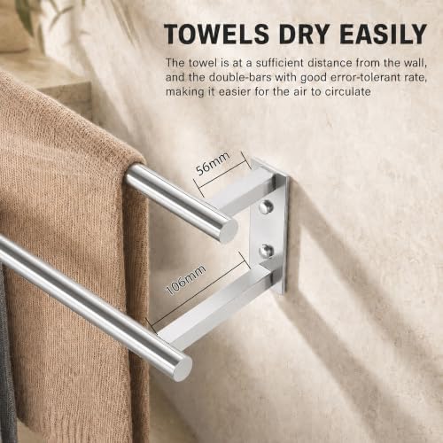 Alise 32 inch Double Towel Bar for Bathroom Wall Mounted, Polished Chrome - Image 4