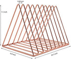 EASEPRES 9 Slot Magazine Rack Book Record Holder, Desktop Iron Storage Rack Bookshelf Multifunction Triangle File Organizer Sorter for Decor Home Office, Rose Gold Pack of 2 - Image 4