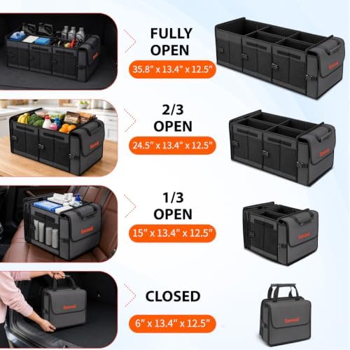 Large Trunk Organizer with Portable Leakproof Cooler Bag,Foldable Cover,Adjustable Securing Straps,Collapsible Trunk Organizer for Suv Car Truck Sedan (4-in-1 with Cooler) - Image 3