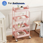 OLIXIS Metal 4 Tiers Rolling Storage Utility Cart with Lockable Wheels - Image 5