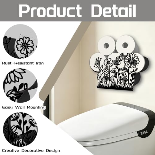 Wildflower Toilet Paper Holder Wall Mount/Stand for Extra 8 Rolls - Image 3