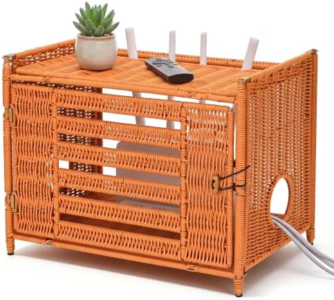 Router Box Hider, Rattan WiFi Router Storage Cabinet, WiFi Box Hider by Unknown