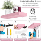 Sorbus 16 Inch Floating Shelves for Wall (3 Pack, Pink) - Image 4
