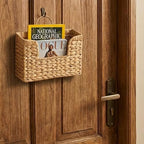 Magazine Holder Wall Basket Water Hyacinth Woven Mail Organizer, Wicker Wall Hanging Baskets for Magazines, Letters & Storage Decorative Mail Holder, Magazine Rack, Hanging Basket 11.8x4.3x7.9 Inch - Image 7
