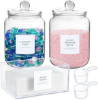 Glass Jars and Dryer Sheet Holder, Dispenser Set with Lids and Labels, Containers for Laundry Room Organization and Storage, Half Gallon Airtight Glass jars, Acrylic Storage Box for Laundry supplies, by MakeLifeBetterEasier