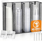 Wall Mount Portion Sauce Cup Lid Organizer (Drill-Free) - Sauce Cup Dispenser, Disposable Plastic Portion Cup Holder, Fits Cups Size 2 to 5.5 oz for Kitchen Counter, Restaurant & Coffee Bar by Unknown