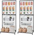 NectaCol Grid Wall Panels, 2 Packs 3'x 6' Gridwall Display Stand with a Base Plate, Black Wire Grid Wall Display Rack, Craft Show Display Grid,Retail Display Stand by NectaCol