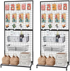 NectaCol Grid Wall Panels, 2 Packs 3'x 6' Gridwall Display Stand with a Base Plate, Black Wire Grid Wall Display Rack, Craft Show Display Grid,Retail Display Stand by NectaCol