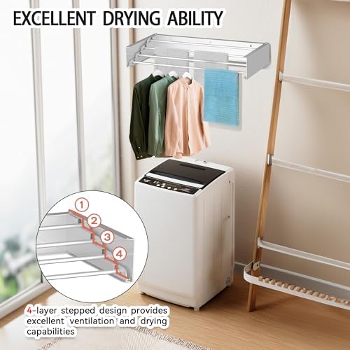 FOCHIER F Laundry Drying Rack Wall Mounted Clothes Drying Rack White,23.6" - Image 6