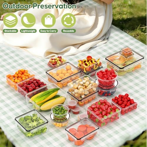 62 PCS Large Food Storage Containers with Lids Airtight Reusable Plastic - Image 7