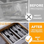 SpaceAid WrapNeat 2 in 1 Wrap Organizer with Cutter and Labels, Plastic Wrap, Aluminum Foil and Wax Bamboo Dispenser for Kitchen Storage Organization Holder for 12" Roll (Black) - Image 2